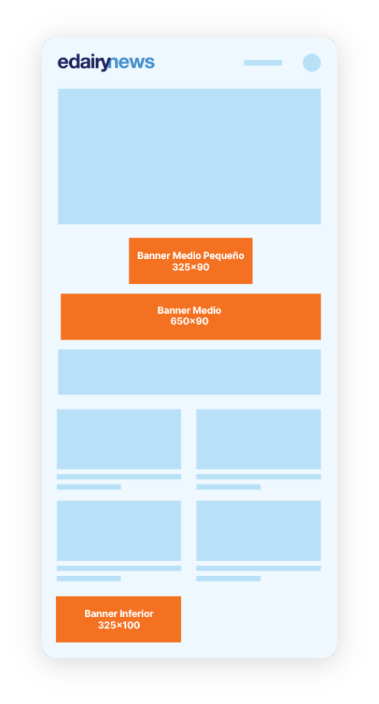 Mockup de newsletter con ubicaciones de banners