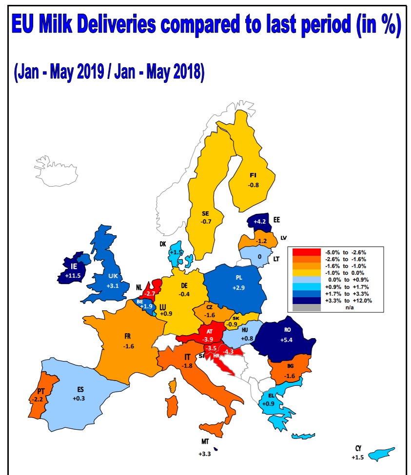 Baja la produccion de leche de vaca en la UE durante mayo1