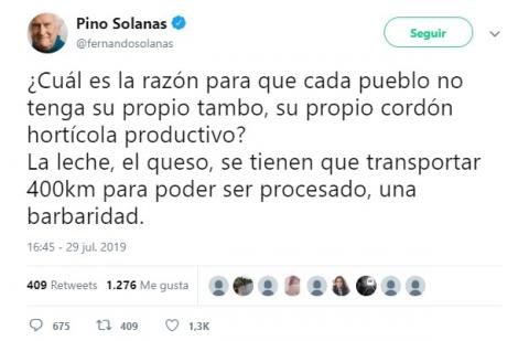 Pino Solanas hizo una pregunta sobre el campo y en Twitter no lo perdonaron1