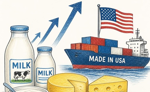 EE.UU exportaciones lácteas caen 5% en volumen, pero suben 16% en valor