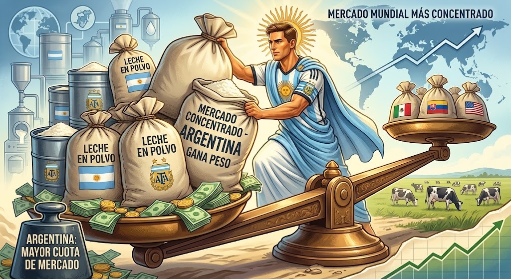Argentina ganaría peso en un mercado mundial de leche en polvo más concentrado